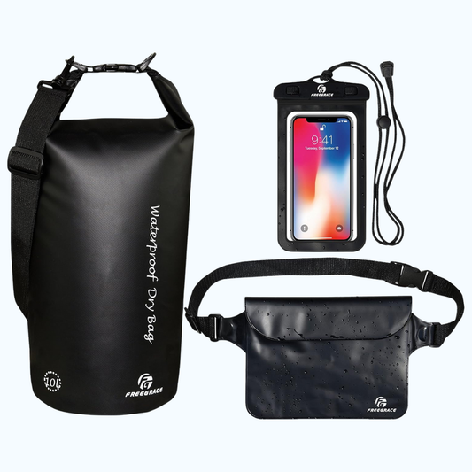 FreeGrace Waterproof Dry Bag Set of 3 | 20L Dry Bag, Waist Pack & Phone Case
