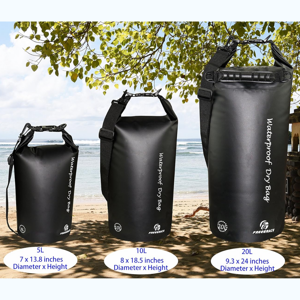 FreeGrace Waterproof Dry Bag Set of 3 | 20L Dry Bag, Waist Pack & Phone Case