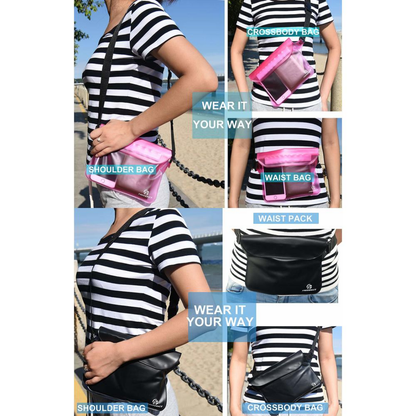 FreeGrace Waterproof Waist Pack - Set of 2 | Pink & Black | Adjustable Straps