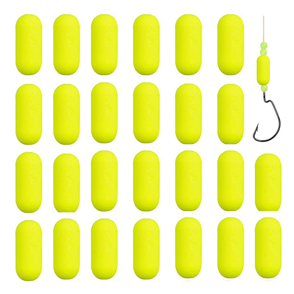 OROOTL Foam Floats | Cylinder | Yellow | 60 Pack | Pompano Rig