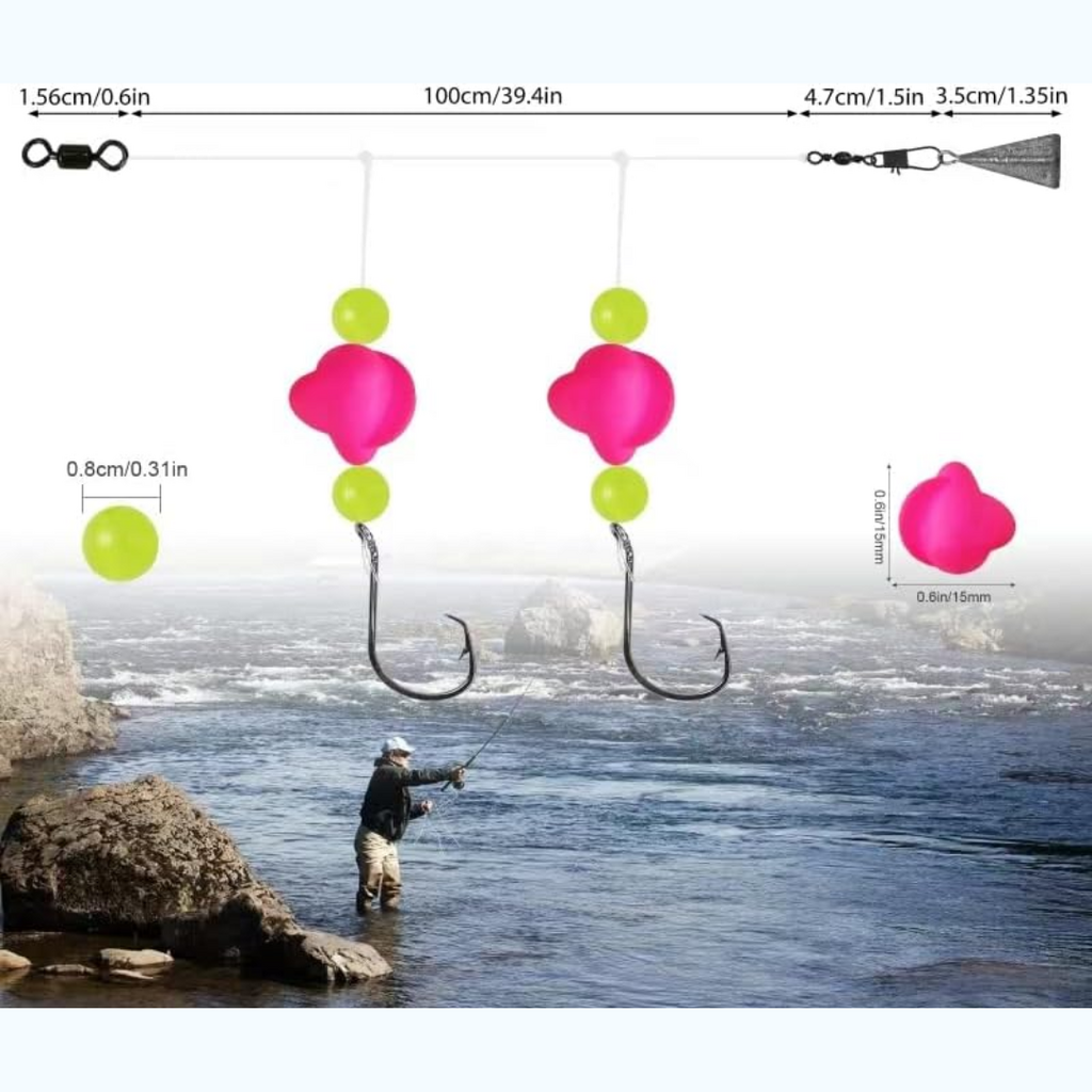 MAFIMOEA Pre-Rigged Fishing Hook Set | 6 Piece Set | Yellow/Green