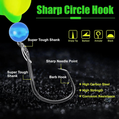 MAFIMOEA Pre-Rigged Fishing Hook Set | 6 Piece Set | Yellow/Green