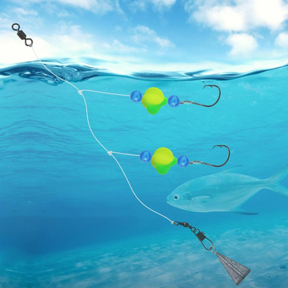 MAFIMOEA Pre-Rigged Fishing Hook Set | 6 Piece Set | Yellow/Green