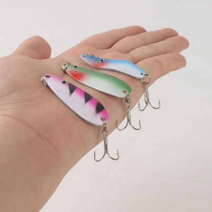 MOUHIKE 30pcs Metal Spinner Bait Fishing Lure Set with Tacklebox | Assorted Colors