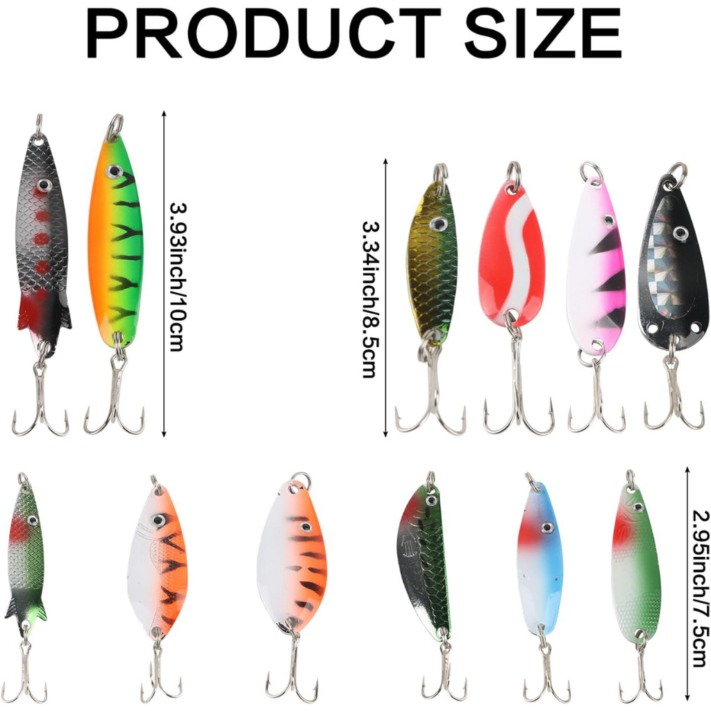 MOUHIKE 30pcs Metal Spinner Bait Fishing Lure Set with Tacklebox | Assorted Colors