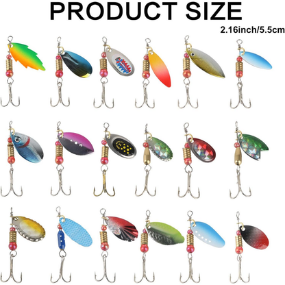 MOUHIKE 30pcs Metal Spinner Bait Fishing Lure Set with Tacklebox | Assorted Colors