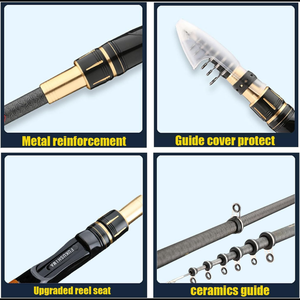 Telescopic Spinning Fishing Rod & Reel Combo with Fishing Line and 26pc Lure Set