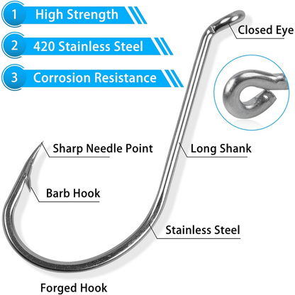 Octopus Beak 4/0 Offset Circle Fishing Hooks | Stainless Steel | 100 Pack