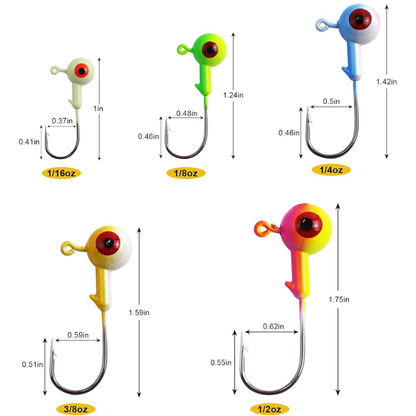 MAFIMOEA Fishing Jig Head Hook Set 20 Pack | 1/4oz (7g) | Gold/White | 3D Eyes | High Carbon Steel