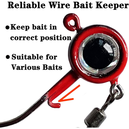 Fish Corner Crappie Jig Head Fishing Lure w/ 3D Eyes & Underspin Willow Blade | 1/16oz | 10 Pack | Black-Red