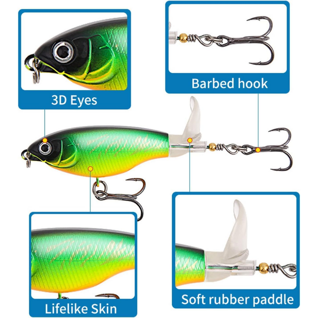 Burle Lures Rotating Tail Topwater Floating Lure | 8/0 | Green