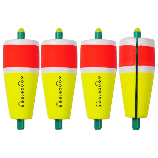 WonderSee Slotted Weighted Fishing Slip Bobbers 4 Pack | 3 Inch | Yellow