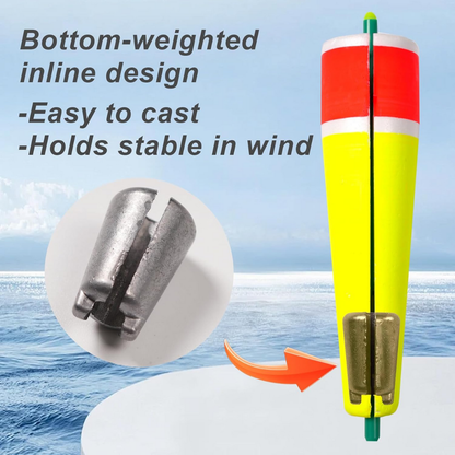 WonderSee Slotted Weighted Fishing Slip Bobbers 4 Pack | 3 Inch | Yellow