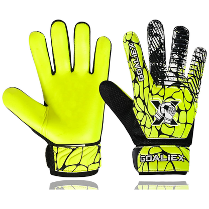 GoalieX Soccer Goalkeeper Gloves | Size 7 Suitable for Adult S-M | Yellow/Black
