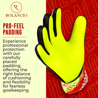 Rolancio Soccer Goalkeeper Gloves | Size 5 | Yellow | Soccer Goalie Gloves