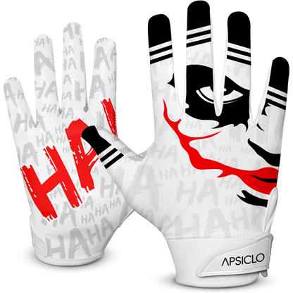 APSICLO Football Receiver Gloves | White/Red/Black | Adult Medium