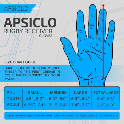 APSICLO Football Receiver Gloves | White/Red/Black | Adult Medium