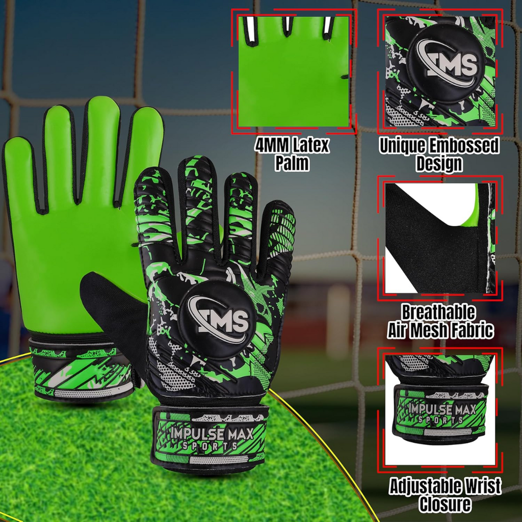 Impulse Max Sports Soccer Goalkeeper Gloves | Size 4 | Green | Soccer Goalie Gloves