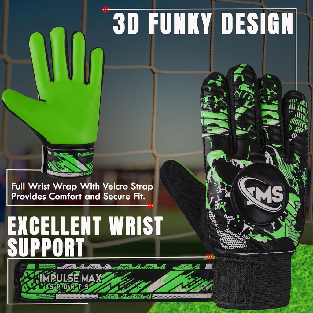 Impulse Max Sports Soccer Goalkeeper Gloves | Size 4 | Green | Soccer Goalie Gloves