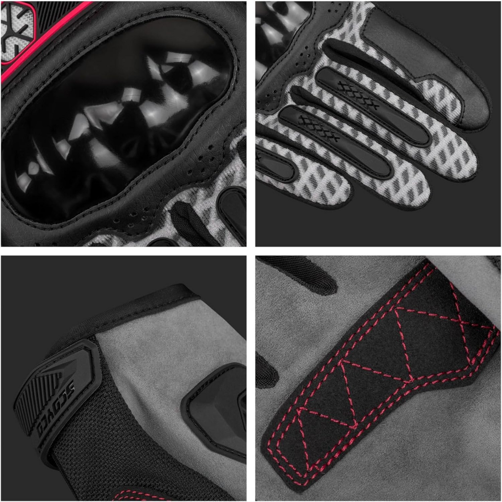 Scoyco Motorcycle Gloves | Size: 2XL | Red | Full Finger | Touch Screen Capable | BMX MX ATV MTB Cycling