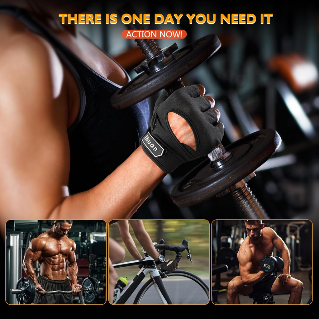 Ihuan Breathable Workout Gloves | Size: X-Large | Black | Full Palm Protection
