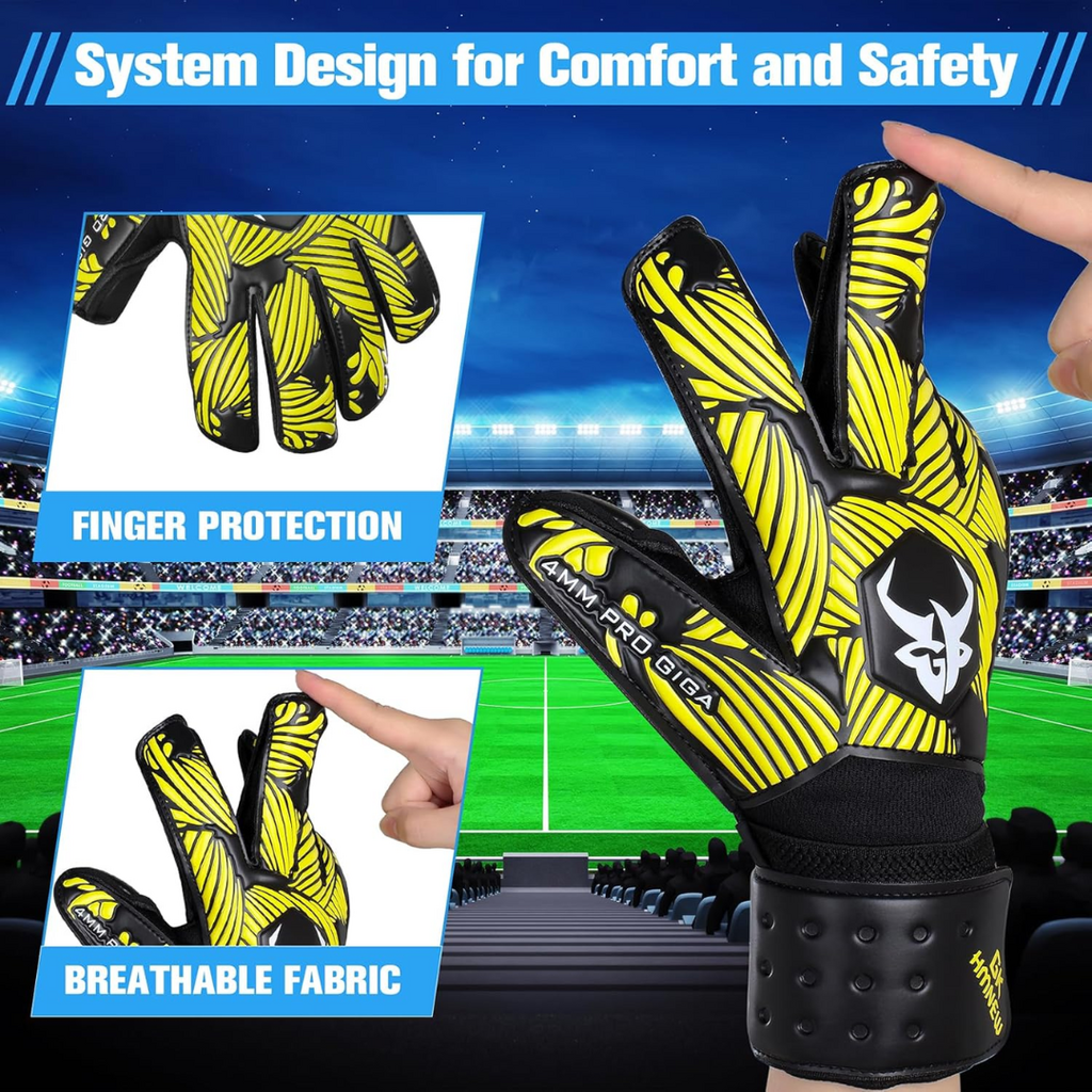 GKHMNEW Soccer Goalkeeper Gloves | Size: 6 | Yellow | Soccer Goalie Gloves