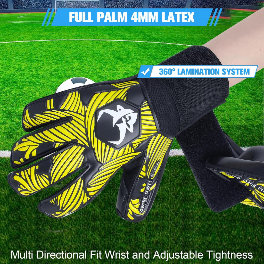 GKHMNEW Soccer Goalkeeper Gloves | Size: 6 | Yellow | Soccer Goalie Gloves