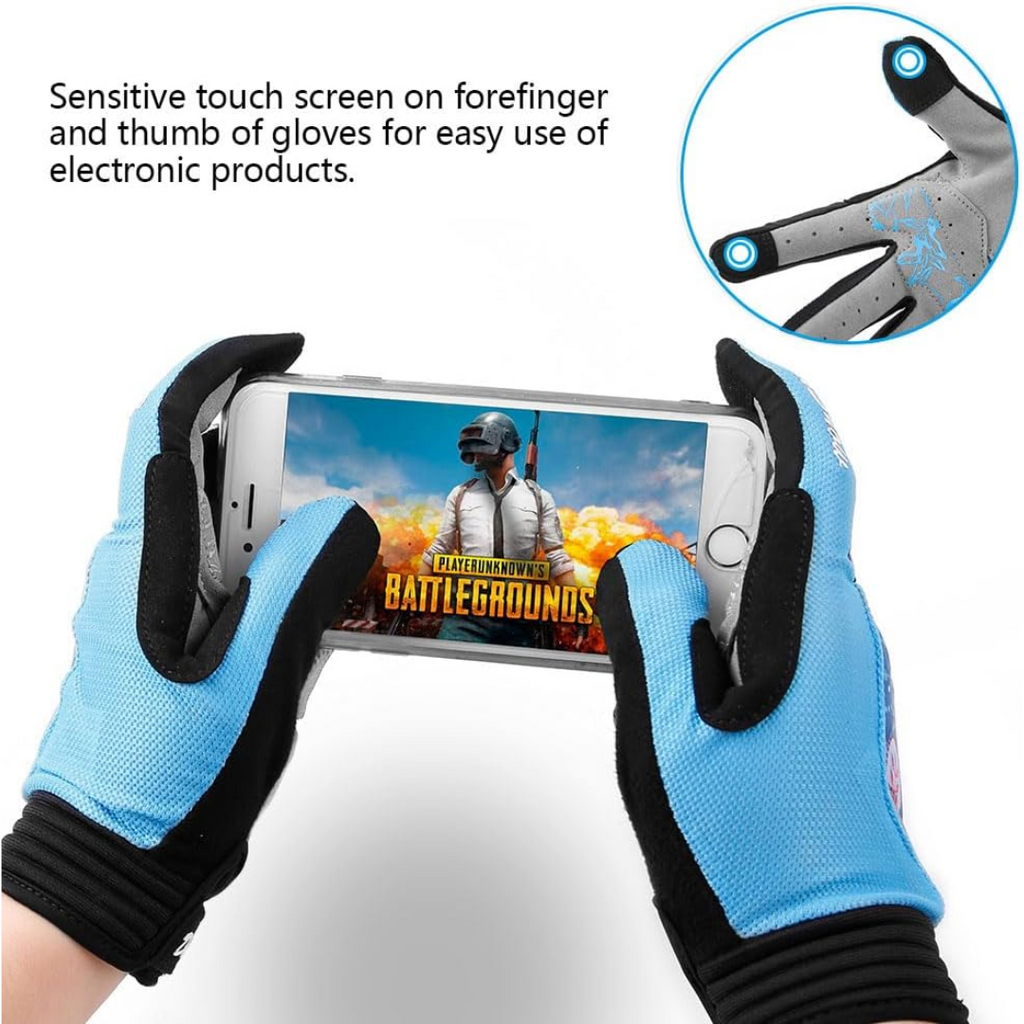 DuShow Women's Cycling Gloves | Medium | Full Finger | Touchscreen Capable | Blue Boho