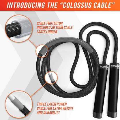 Epitomie Fitness Heavy Jump Rope | Weighted Rope & Steel Handles | Adjustable Cable