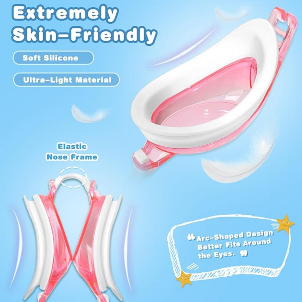 Freela Kids Swim Goggles | Adjustable (Age 3-15) | Red