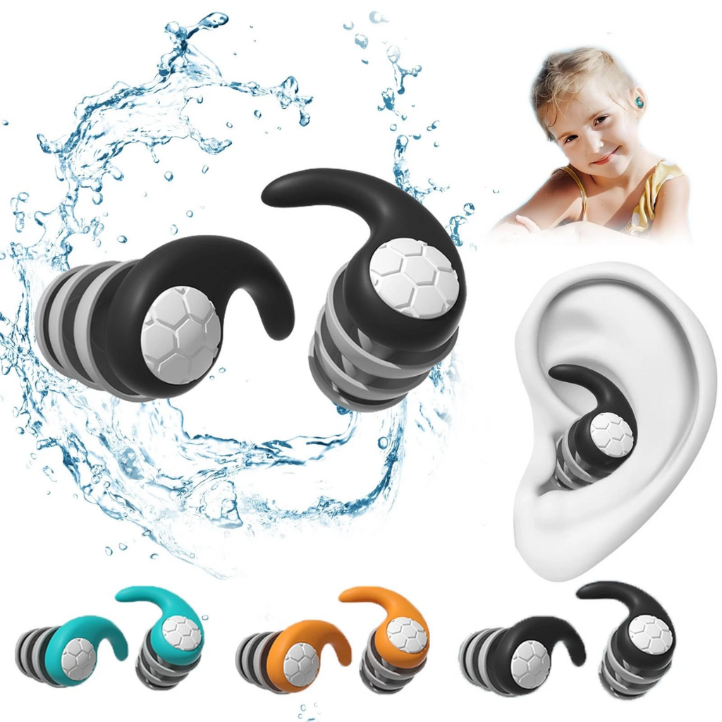 Swimming Silicone Reusable Ear Plugs for Adults & Kids | 3 Different Sizes | Noise Reducing Earplugs | 3 Layer Sound Insulation