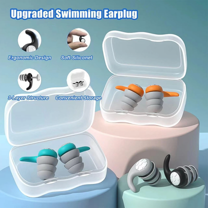 Swimming Silicone Reusable Ear Plugs for Adults & Kids | 3 Different Sizes | Noise Reducing Earplugs | 3 Layer Sound Insulation