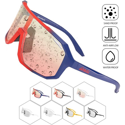 Gaekol Photochromic Sunglasses UV400 Protection | Adult | Blue/Photochromic Red