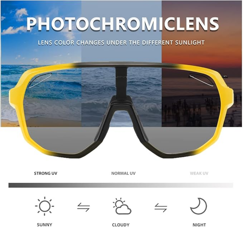 Gaekol Photochromic Sunglasses UV400 Protection | Adult | Yellow/Photochromic Grey