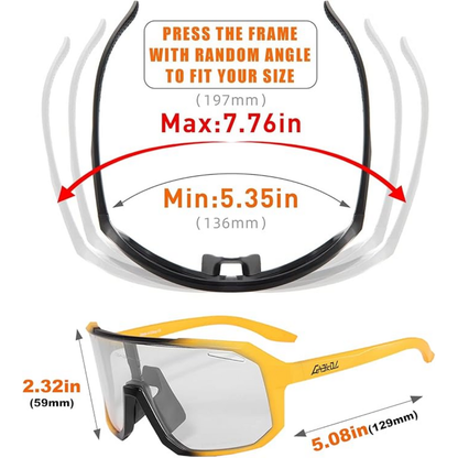 Gaekol Photochromic Sunglasses UV400 Protection | Adult | Yellow/Photochromic Grey