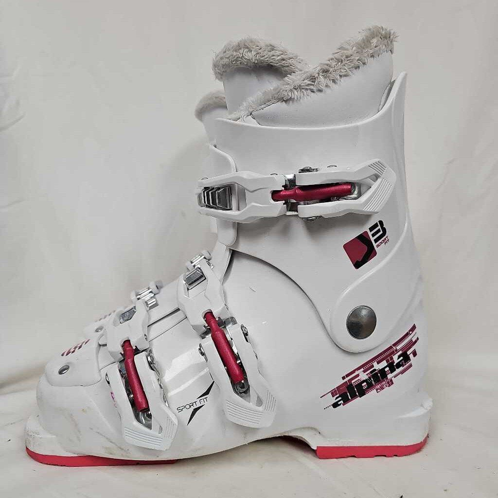 Alpina J3 Sport Fit Girls Ski Boots, Mondopoint 22.5, Shoe size 4