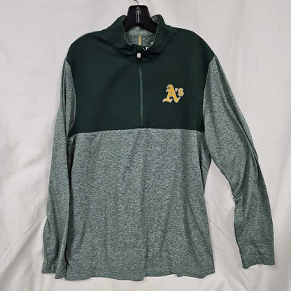 Oakland A's 1/4 Zip Longsleeve Shirt - Size Large