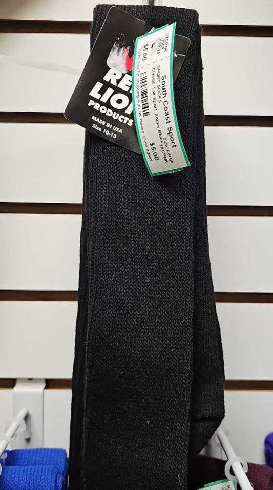 Red Lion Classic Tall Sport Socks, Black, Size Large