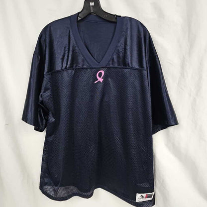 Augusta Pink Ribbon Football Jersey, Navy, Adult XL