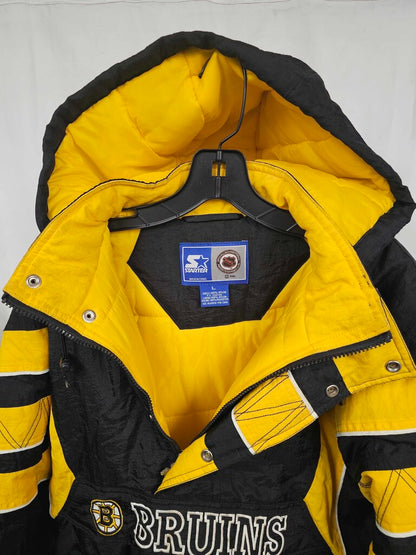 Vintage 90's Bruins Starter Jacket 1/2 Zip Puffer - Size Adult Large