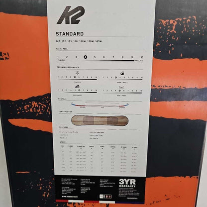 K2 Standard Men's Snowboard '23 | 155cm | Freestyle/All Mountain Twin Directional