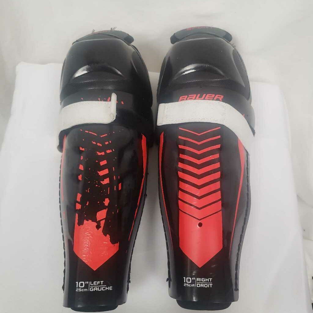 Bauer Lil Sport Hockey Shinguards Black/Red Size 10"