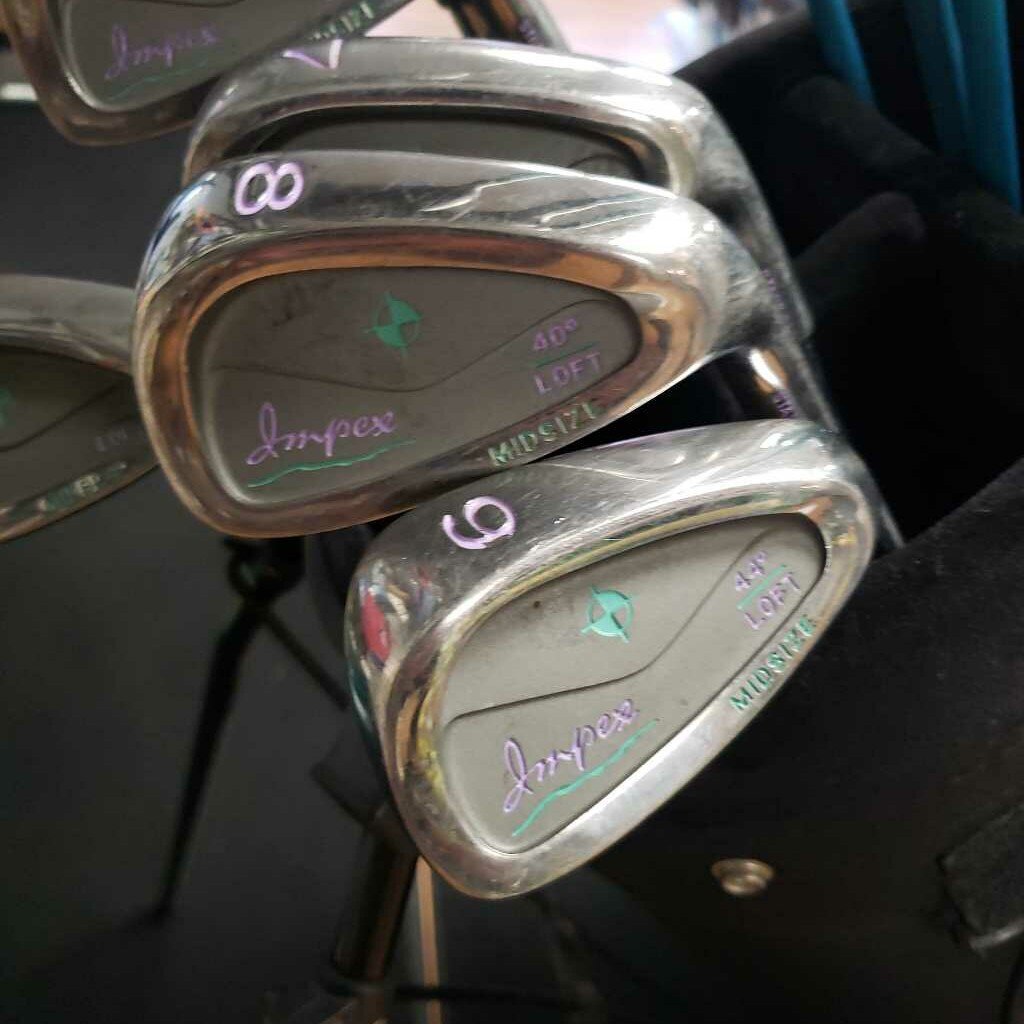 Impex Womens Golf Set w/Stand Bag 4-sw,Driver,3&7 Woods( no pw or putter)