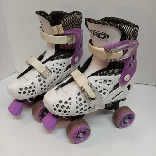 Roller Derby Trac Star Roller Skates White/Purple Size 2 - 4 Adjustable