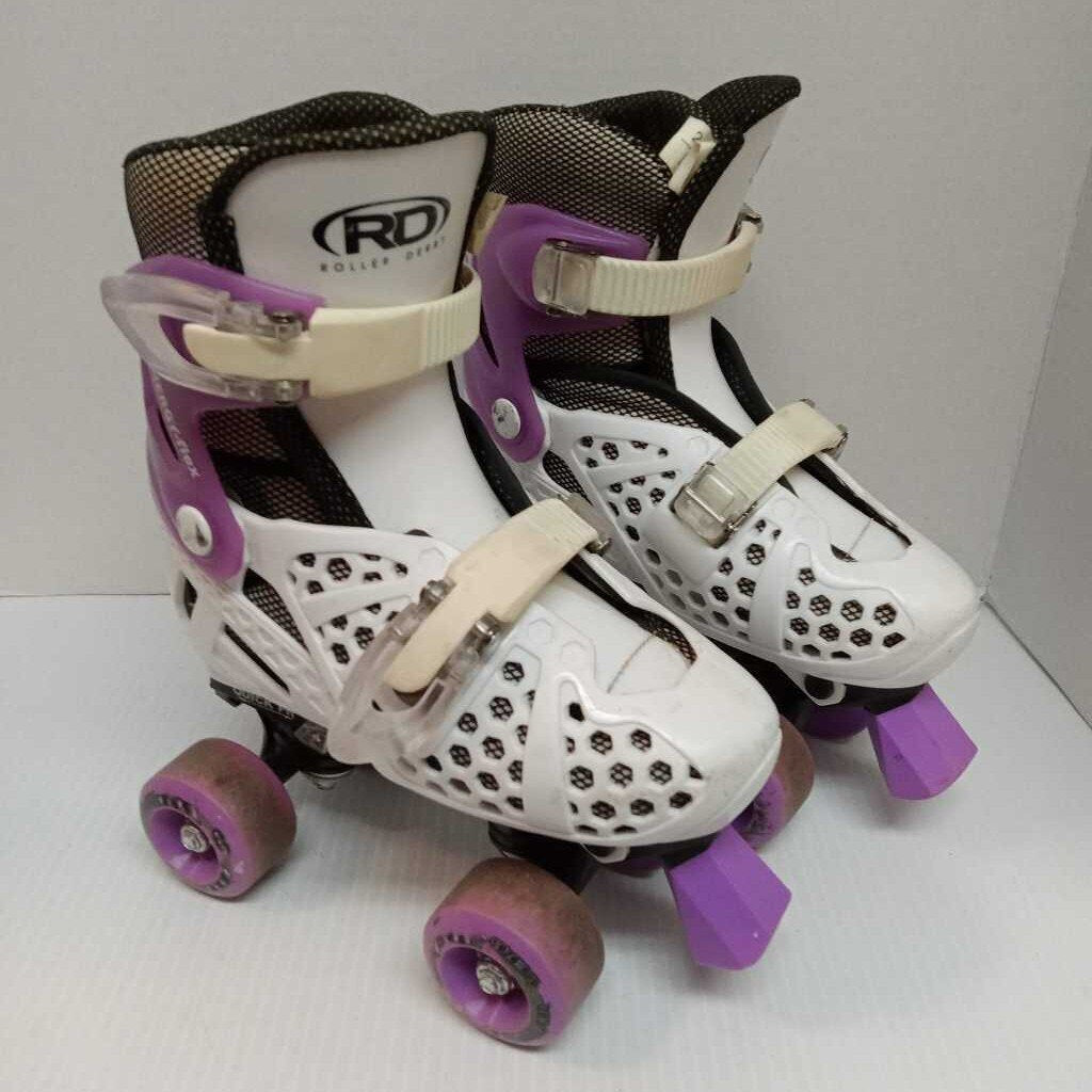 Roller Derby Trac Star Roller Skates White/Purple Size 2 - 4 Adjustable
