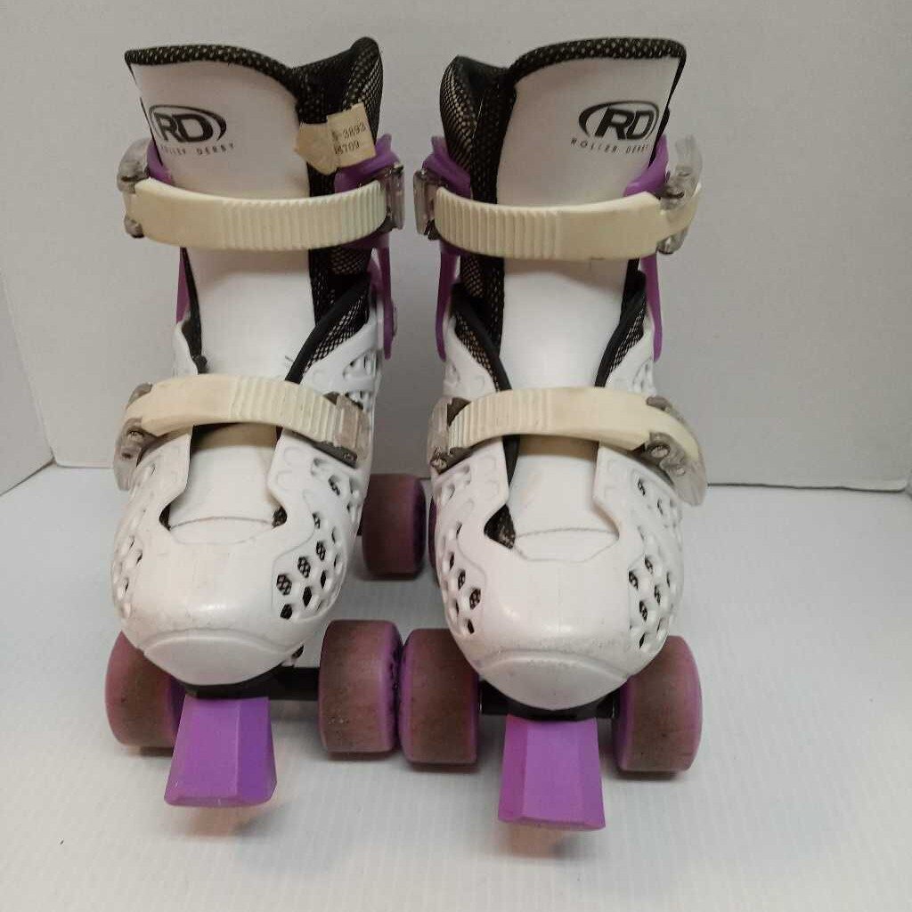 Roller Derby Trac Star Roller Skates White/Purple Size 2 - 4 Adjustable