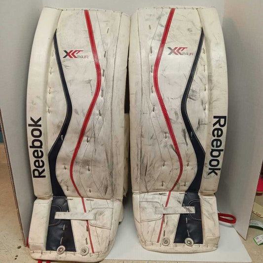 Reebok XLT24 Hockey Goalie Pads White/Red/Black Size 30" +1"