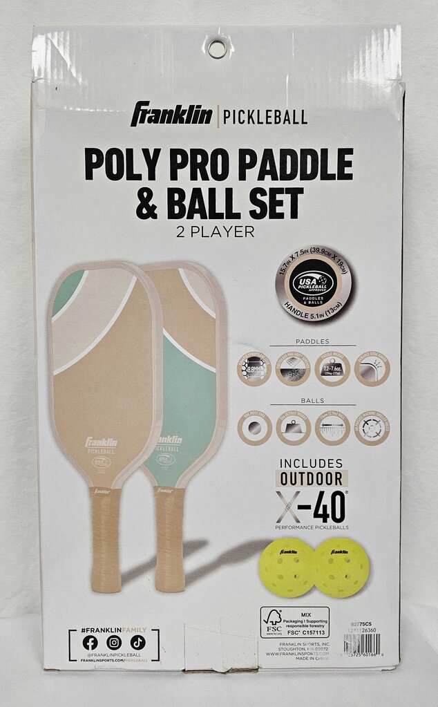 Franklin Pickleball Poly Pro Paddle & Ball Set - 2 Player set