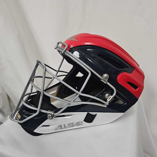 All-Star MVP2510-1 Youth Baseball Catchers Helmet | Size: 6.25-7 | Red/Navy/White