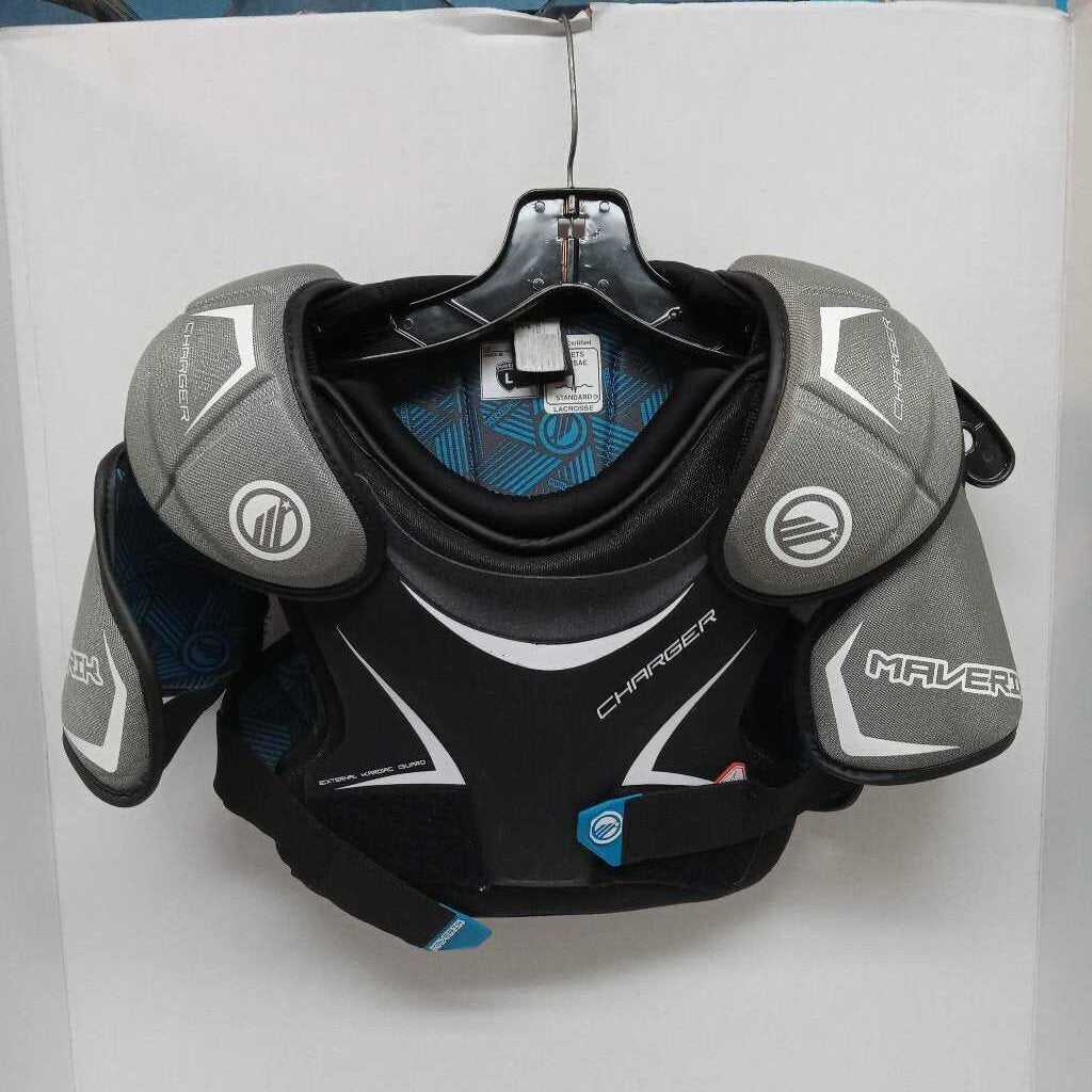 Maverick Charger Lacrosse Shoulder Pads Black/Grey Size Youth Large